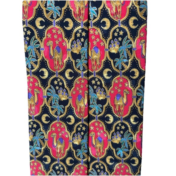 Vintage Brioni 100% Silk Tie Made in Italy – Camel Palm Trees Novelty Themed - Picture 3 of 7